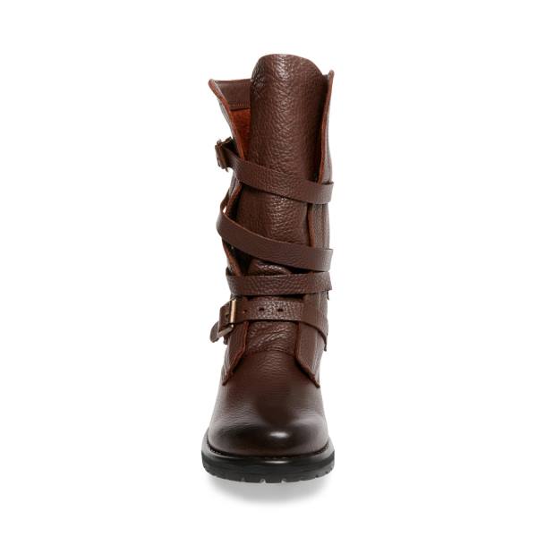Botki Damskie Steve Madden Banddit Skórzane Brązowe | SM-263NH