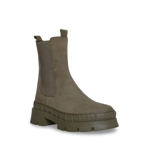 Botki Damskie Steve Madden Barclay Skórzane Zielone | SM-165RJ