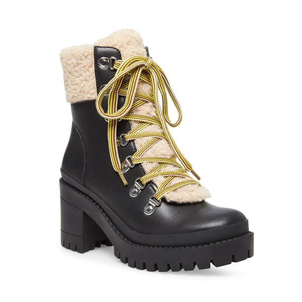 Botki Damskie Steve Madden Bundleup Skórzane Czarne | SM-531FI