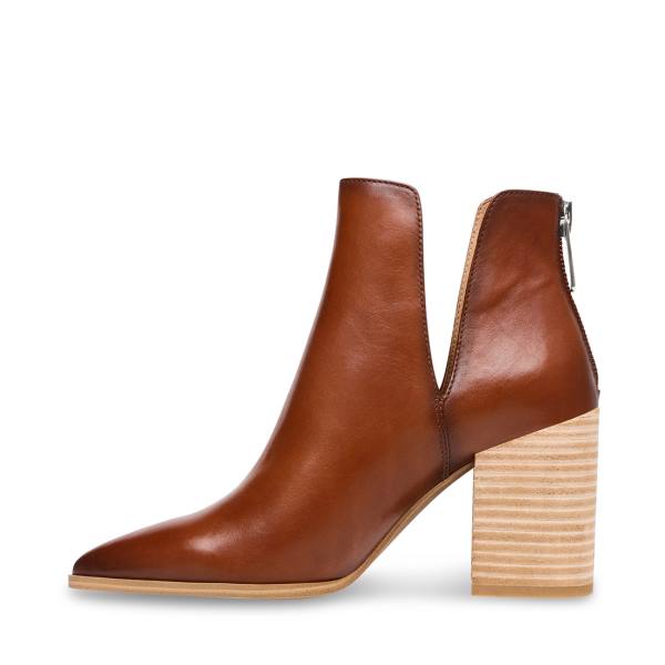 Botki Damskie Steve Madden Darryn Cognac Skórzane Brązowe | SM-506KS