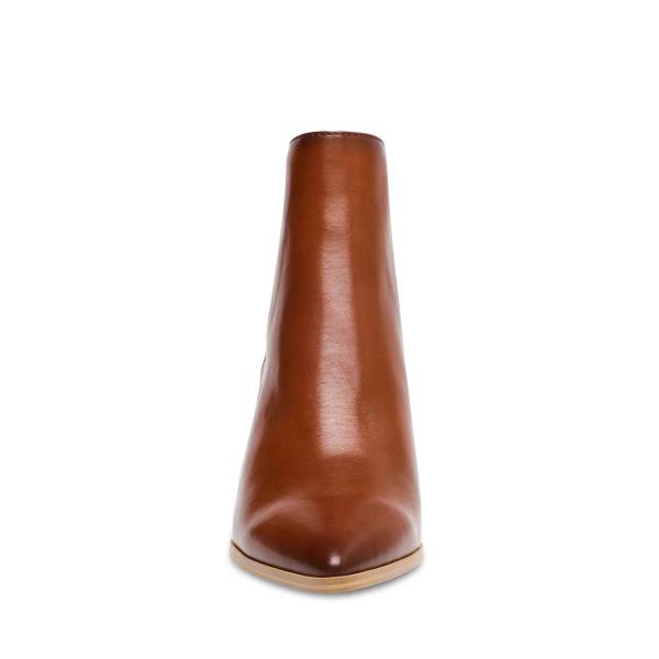 Botki Damskie Steve Madden Darryn Cognac Skórzane Brązowe | SM-506KS