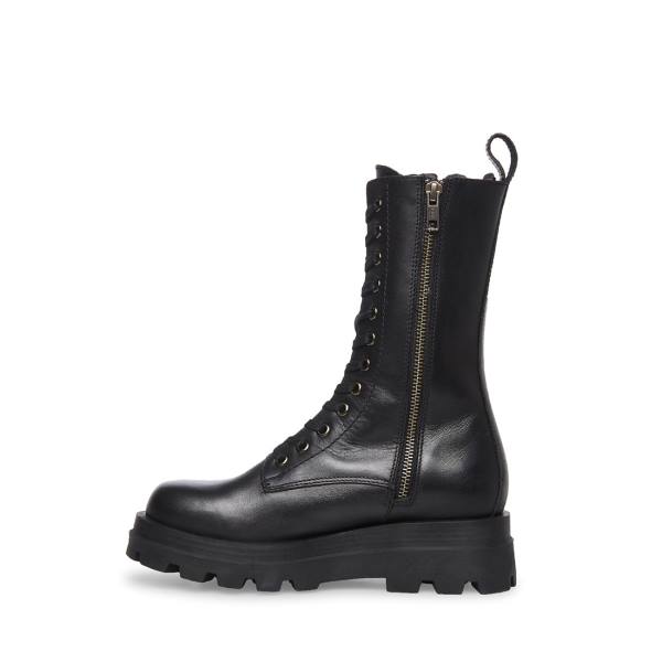 Botki Damskie Steve Madden Ebba Skórzane Czarne | SM-389GR