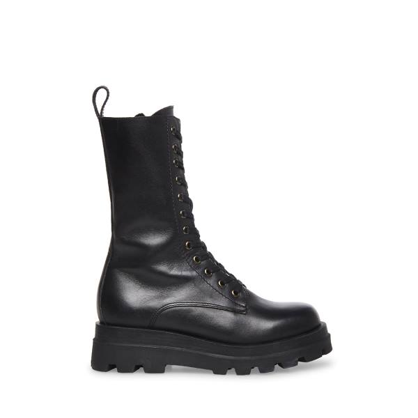 Botki Damskie Steve Madden Ebba Skórzane Czarne | SM-389GR
