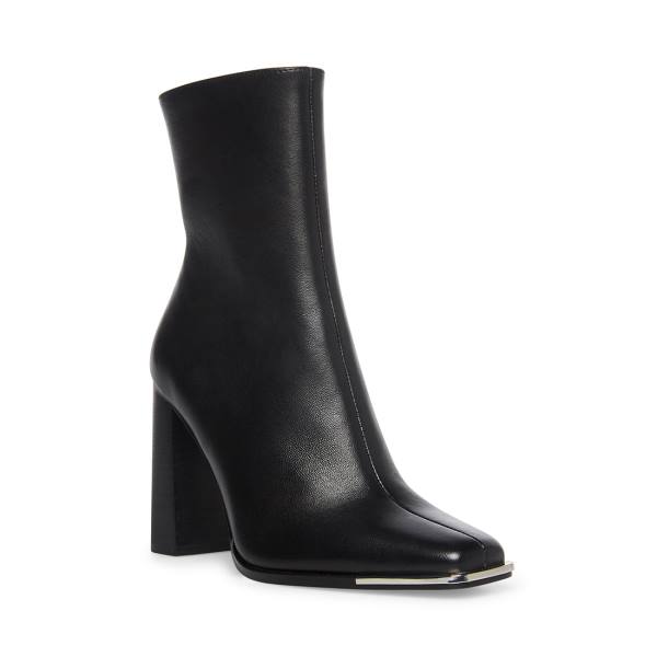 Botki Damskie Steve Madden Falcon Skórzane Czarne | SM-307RD