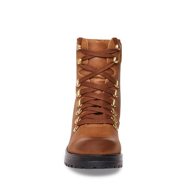 Botki Damskie Steve Madden Galway Cognac Skórzane Brązowe | SM-479NM