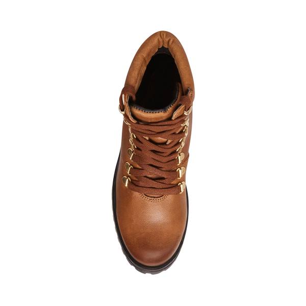 Botki Damskie Steve Madden Galway Cognac Skórzane Brązowe | SM-479NM