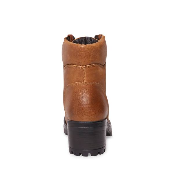 Botki Damskie Steve Madden Galway Cognac Skórzane Brązowe | SM-479NM