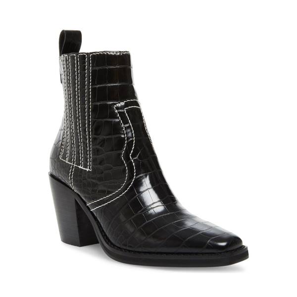 Botki Damskie Steve Madden Geniva Crocodile Czarne | SM-178FB