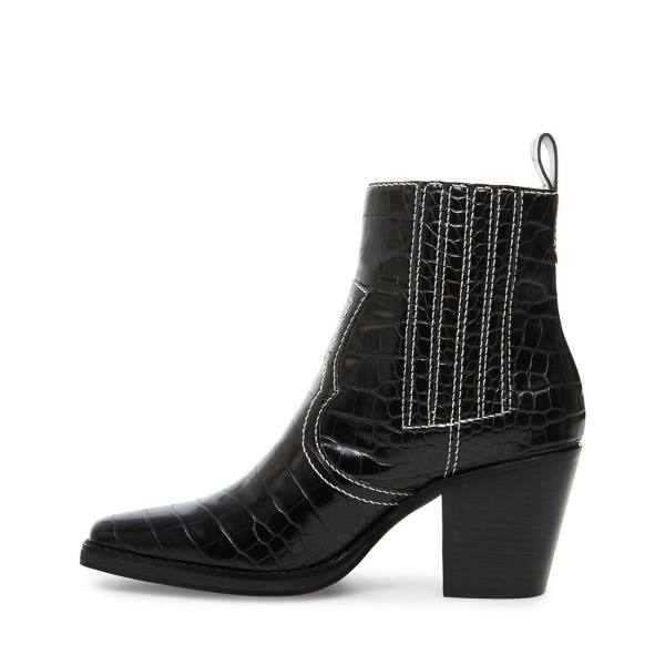 Botki Damskie Steve Madden Geniva Crocodile Czarne | SM-178FB