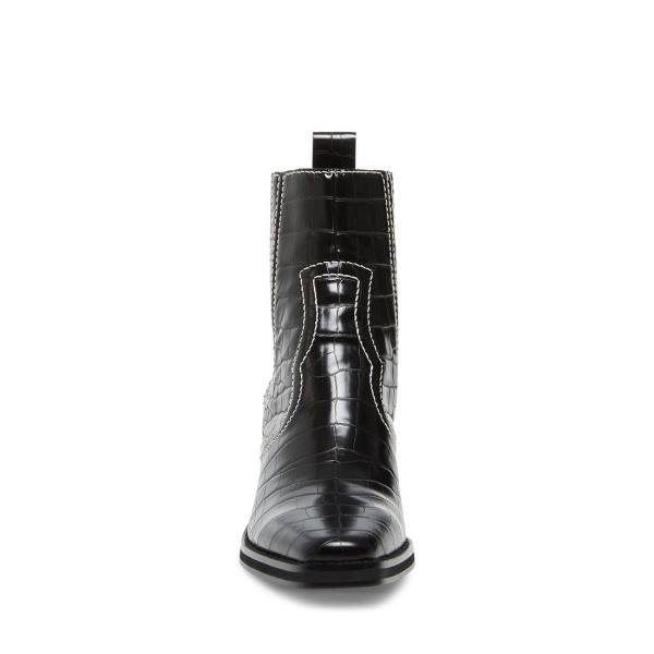 Botki Damskie Steve Madden Geniva Crocodile Czarne | SM-178FB