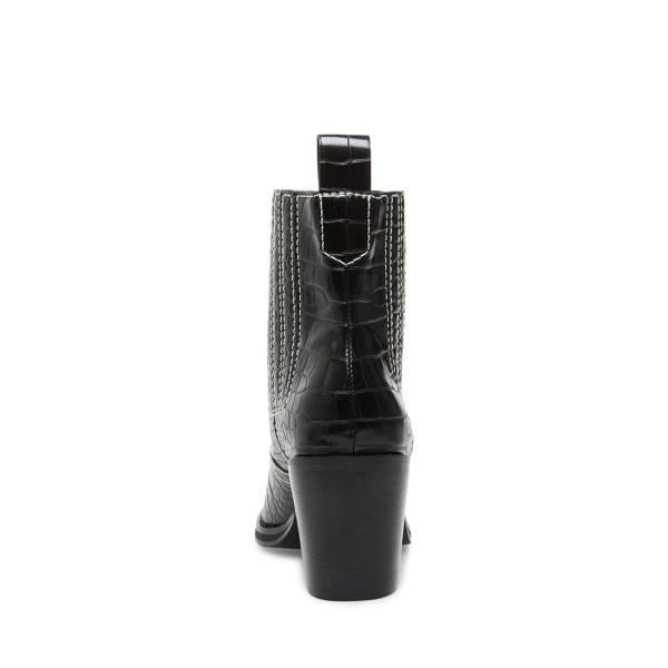Botki Damskie Steve Madden Geniva Crocodile Czarne | SM-178FB