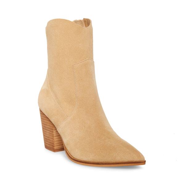 Botki Damskie Steve Madden Janetta Sand Zamszowe Brązowe | SM-791LB