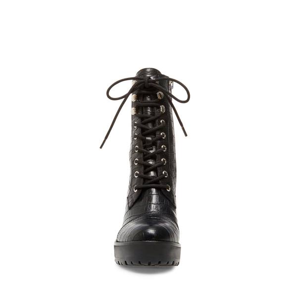 Botki Damskie Steve Madden Lisalove Crocodile Czarne | SM-095JL