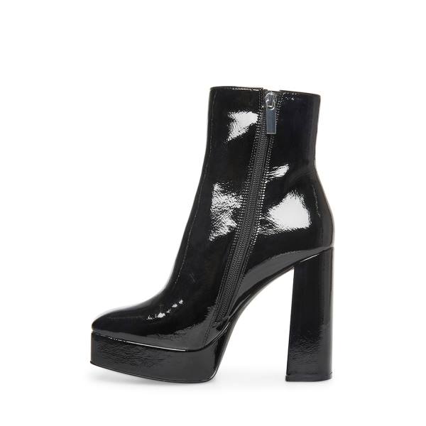 Botki Damskie Steve Madden Luisina Lakierowana Czarne | SM-087ID