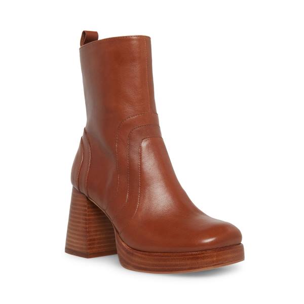 Botki Damskie Steve Madden Maggie Skórzane Brązowe | SM-189BK