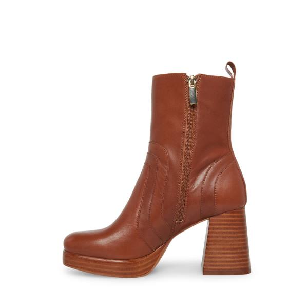 Botki Damskie Steve Madden Maggie Skórzane Brązowe | SM-189BK