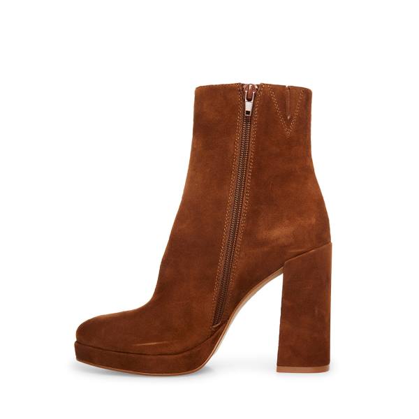 Botki Damskie Steve Madden Main Zamszowe Brązowe | SM-539TC