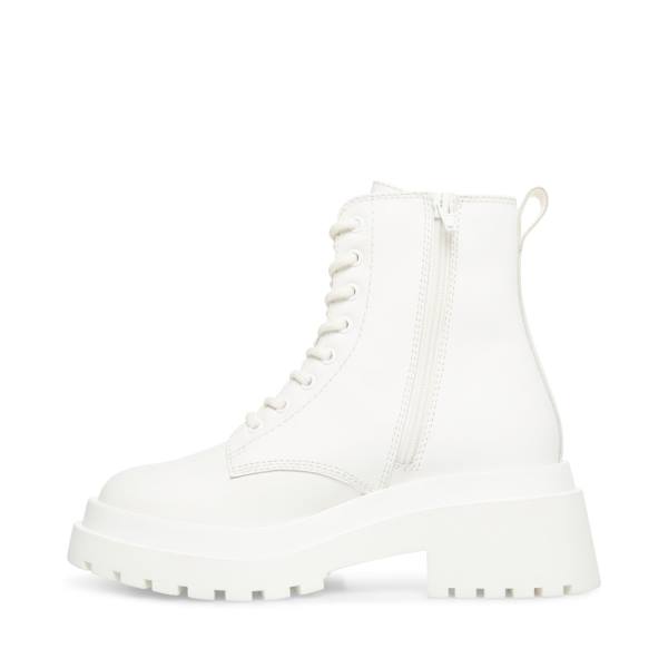 Botki Damskie Steve Madden Malvina Skórzane Białe | SM-249PJ