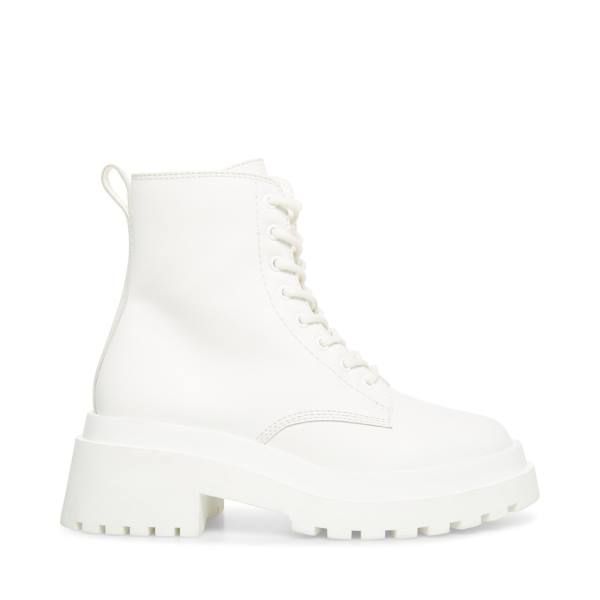 Botki Damskie Steve Madden Malvina Skórzane Białe | SM-249PJ