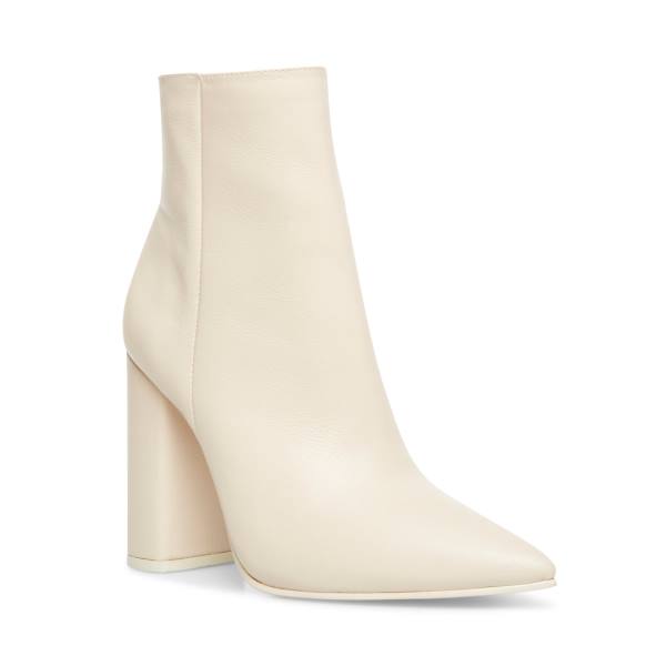 Botki Damskie Steve Madden Noticed Bone Skórzane Beżowe | SM-692CF