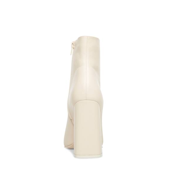 Botki Damskie Steve Madden Noticed Bone Skórzane Beżowe | SM-692CF