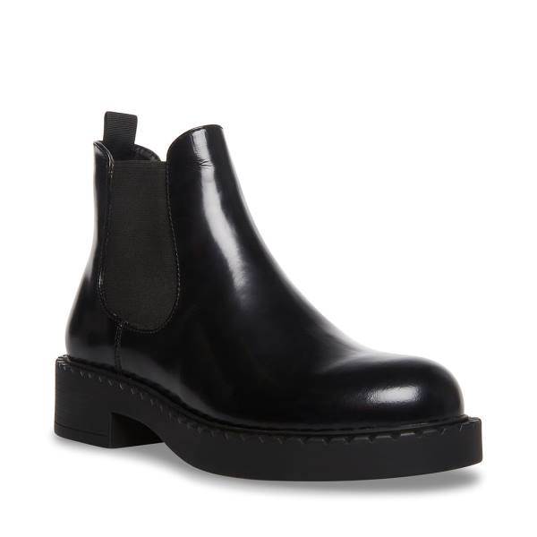 Botki Damskie Steve Madden Poppy Skórzane Czarne | SM-798QL