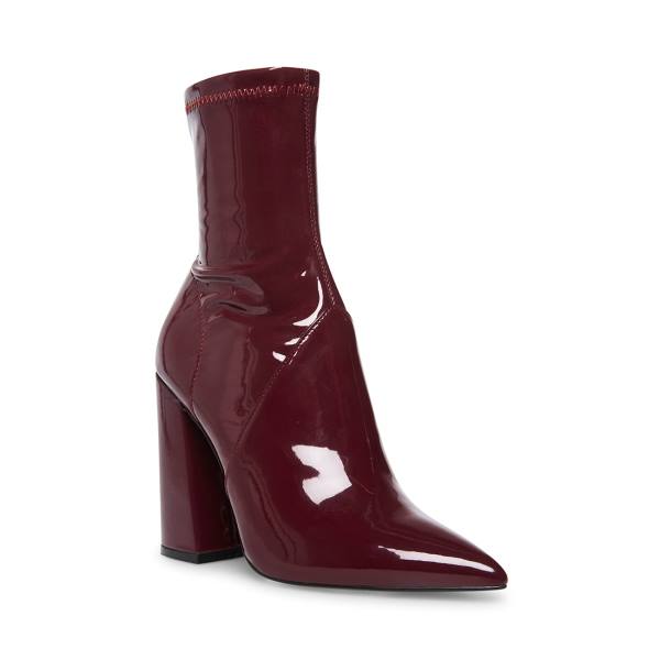 Botki Damskie Steve Madden Slade Burgundy Lakierowana Bordowe | SM-691MF