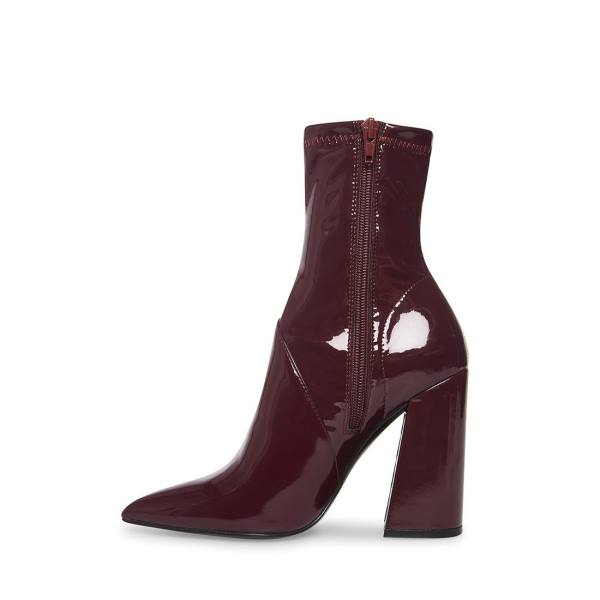 Botki Damskie Steve Madden Slade Burgundy Lakierowana Bordowe | SM-691MF