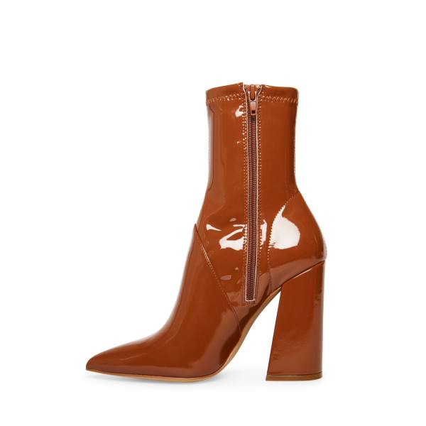 Botki Damskie Steve Madden Slade Cognac Lakierowana Brązowe | SM-748QR