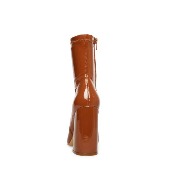 Botki Damskie Steve Madden Slade Cognac Lakierowana Brązowe | SM-748QR
