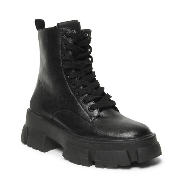 Botki Damskie Steve Madden Thora Skórzane Czarne | SM-028BJ
