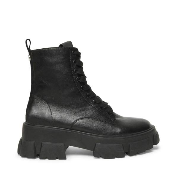 Botki Damskie Steve Madden Thora Skórzane Czarne | SM-028BJ