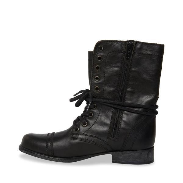 Botki Damskie Steve Madden Troopa Skórzane Czarne | SM-530EU
