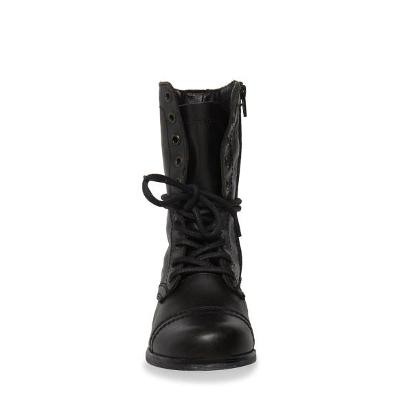 Botki Damskie Steve Madden Troopa Skórzane Czarne | SM-530EU