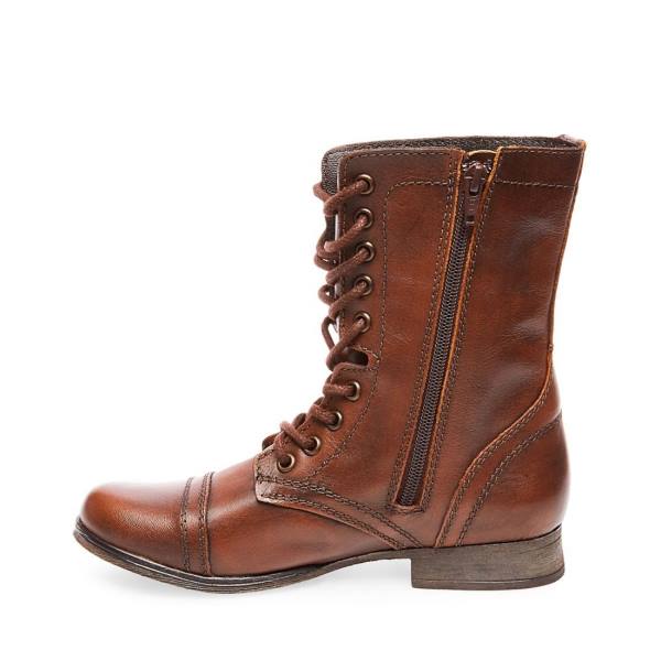 Botki Damskie Steve Madden Troopa Skórzane Brązowe | SM-936PV