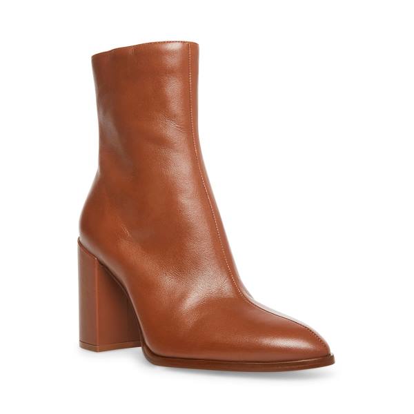 Botki Damskie Steve Madden Trudy Cognac Skórzane Brązowe | SM-218AC