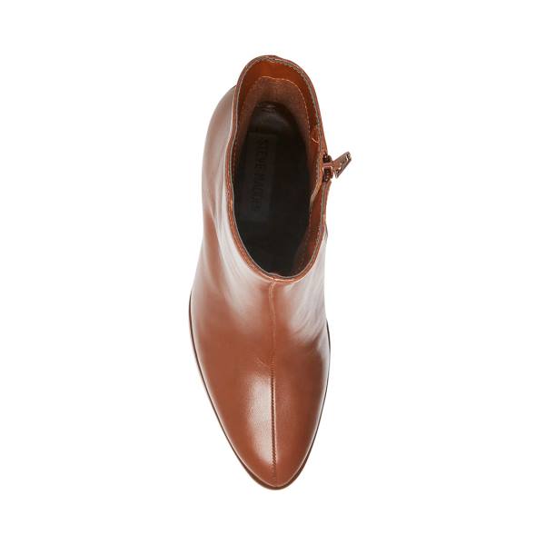 Botki Damskie Steve Madden Trudy Cognac Skórzane Brązowe | SM-218AC