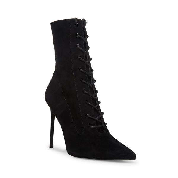 Botki Damskie Steve Madden Valency Zamszowe Czarne | SM-219IH