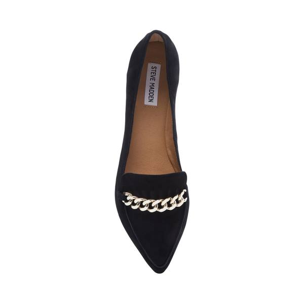 Buty Płaskie Damskie Steve Madden Farrell Zamszowe Czarne | SM-820QR