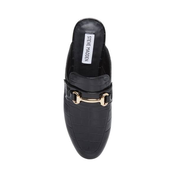 Buty Płaskie Damskie Steve Madden Kandi Crocodile Czarne | SM-936PU