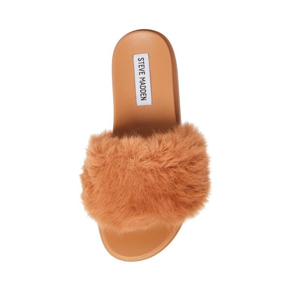 Kapcie Damskie Steve Madden Delphina Tan Brązowe | SM-578TQ