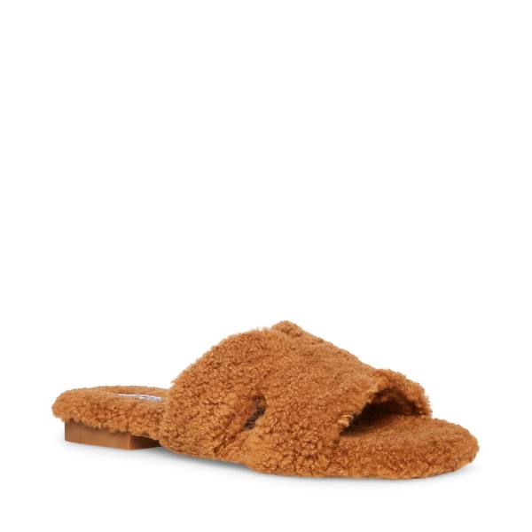 Kapcie Damskie Steve Madden Seek Cognac Brązowe | SM-974WB