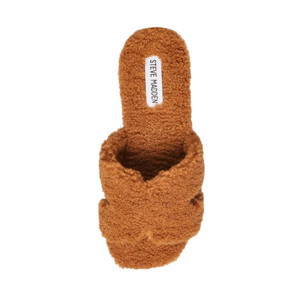 Kapcie Damskie Steve Madden Seek Cognac Brązowe | SM-974WB