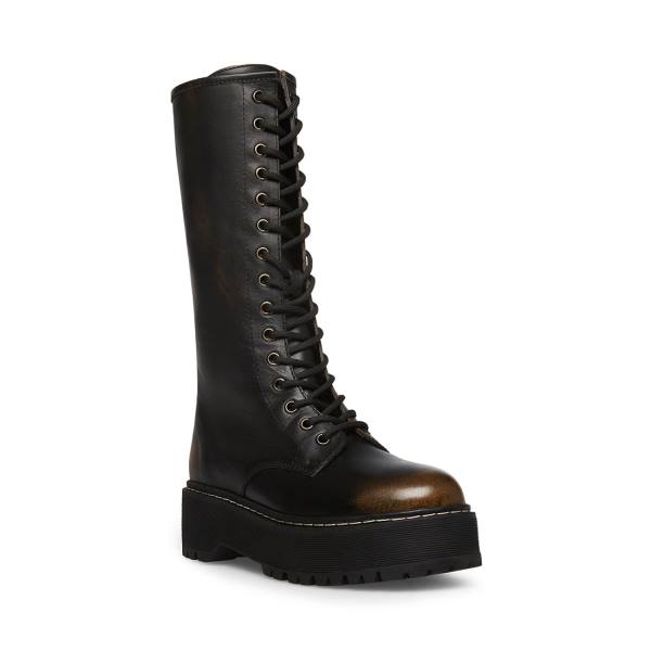 Kozaki Damskie Steve Madden Benson Distressed Czarne | SM-294XU
