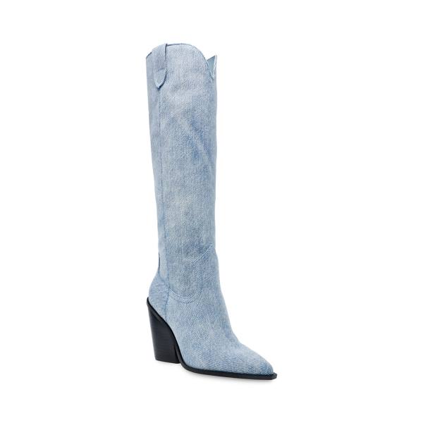 Kozaki Damskie Steve Madden Bronco Denim Fabric Niebieskie | SM-638XC