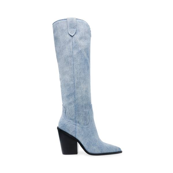 Kozaki Damskie Steve Madden Bronco Denim Fabric Niebieskie | SM-638XC