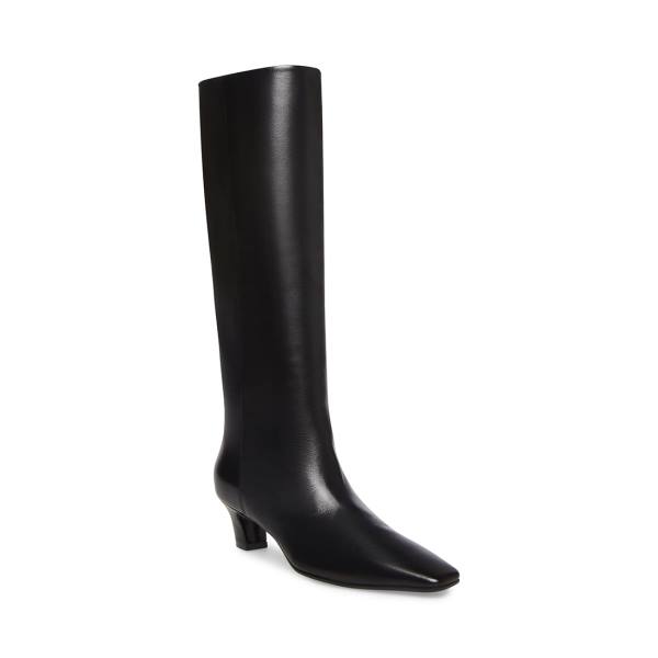 Kozaki Damskie Steve Madden Empire Skórzane Czarne | SM-129UQ
