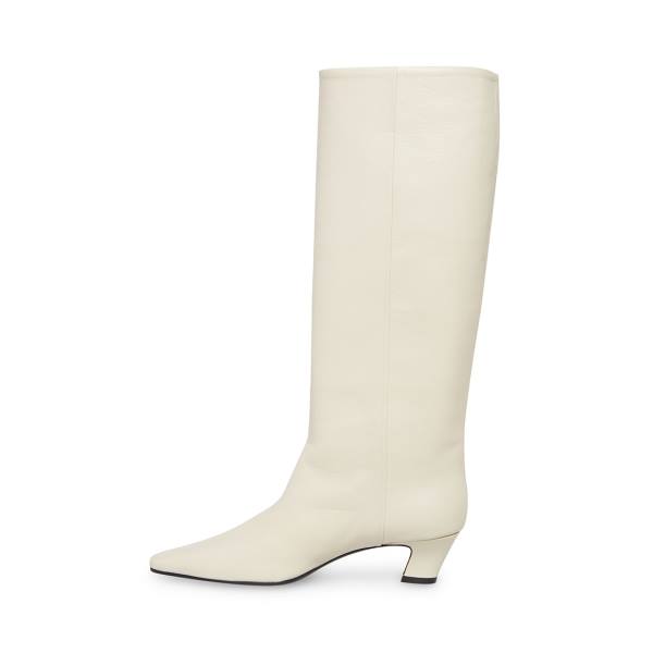 Kozaki Damskie Steve Madden Empire Skórzane Białe | SM-284HF