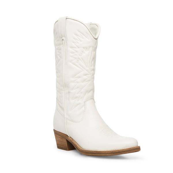 Kozaki Damskie Steve Madden Hayward Skórzane Białe | SM-123GJ