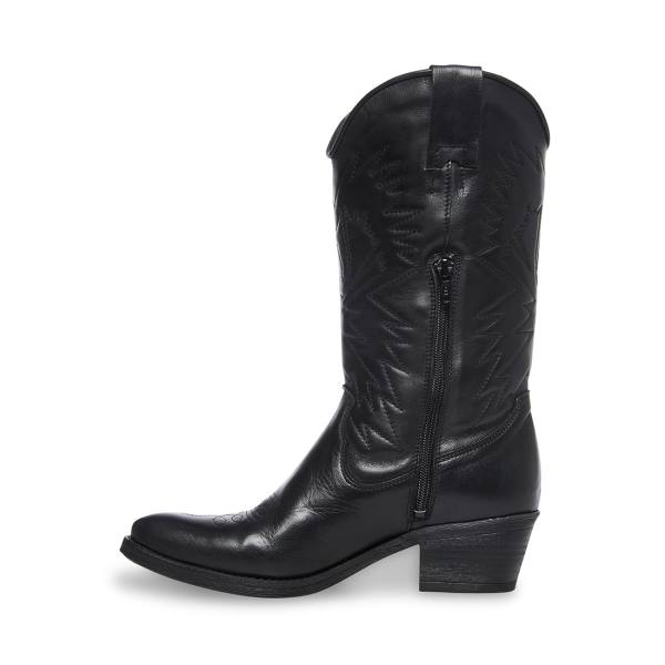 Kozaki Damskie Steve Madden Hayward Skórzane Czarne | SM-157ZE